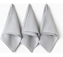 Набор кухонных полотенец Доляна серый 35x60 см 3 шт, 100% хлопок, вафля, 220 г/кв.м 10500337