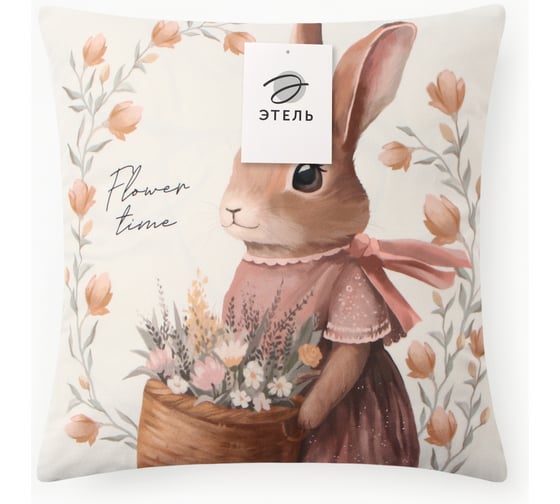 Чехол на подушку Этель Flower time, 40х40 см, 100% полиэстер, велюр 10495588