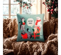 Чехол на подушку Этель Meow X-mas 40х40 см, 100% полиэстер, велюр 10495583