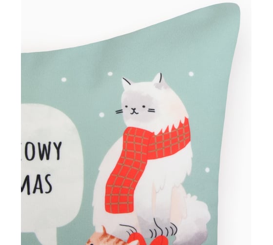 Чехол на подушку Этель Meow X-mas 40х40 см, 100% полиэстер, велюр 10495583