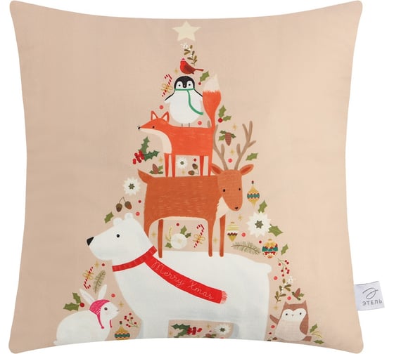 Чехол на подушку Этель Merry Xmas, 40х40 см, 100% полиэстер, велюр 9377234