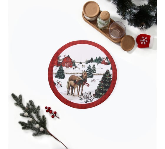 Салфетка на стол Этель Уютное Рождество 30x30 см, 100% п/э, оксфорд 420 г/м2 10649393 1