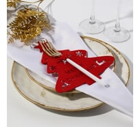 Декор столовых предметов Доляна Елка красный 20x17см 100% п/э, фетр 10507889