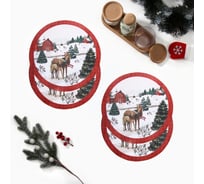 Набор салфеток на стол Этель Уютное Рождество 30x30 см-4шт., 100% п/э, оксфорд 420 г/м2 10649394