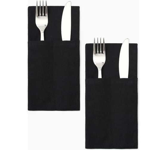 Набор конвертов для приборов Этель Home collection black-2 шт, 22x10 см, 45% лён, 55%хл 10609977 1