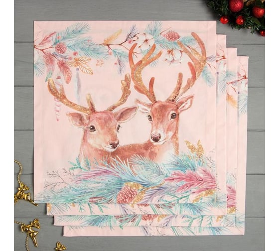 Набор салфеток Этель Pink magic 40x40 см, 4 шт., 100% хлопок, саржа 190 гр/м2 7015797 1