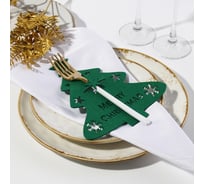 Набор для декора столовых предметов Доляна Елка 4 шт., зеленый, 20x17 см, 100% п/э, фетр 10507888