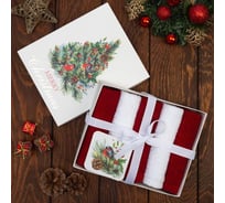 Набор махровых полотенец Этель Merry christmas 30x30 см, 5 шт, 100% хлопок, 340 гр/м2 7351700