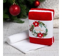 Набор махровых полотенец Этель Merry christmas 30x30 см, 3 шт, 340 гр/м2, 100% хлопок 7351388