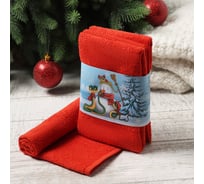 Набор махровых полотенец Этель "Змея и снеговик" 30x30 см, 3 шт, 340 г/м2, 100% хлопок 10715145