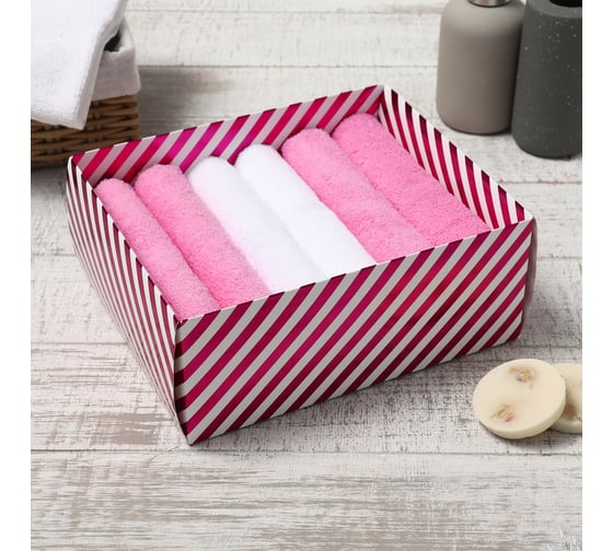 Набор махровых полотенец Этель Pink 30x30 см, 6 шт, 100% хлопок 10569823