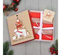 Набор махровых полотенец Этель "Звериная ёлка" 30x30 см, 5 шт, 100% хлопок, 340 гр/м2 9919445