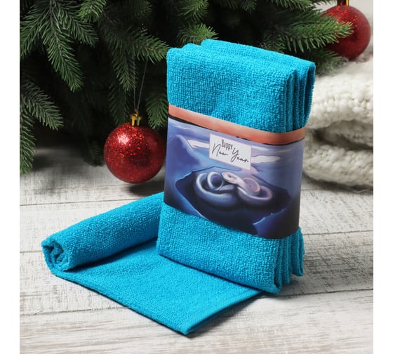 Набор махровых полотенец Этель "Ледяная змея" 30x30 см, 3 шт, 340 г/м2, 100% хлопок 10715147 1