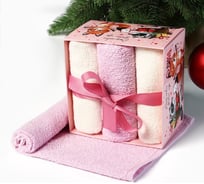 Набор махровых полотенец Этель "Енот и лисичка" 30x30 см, 3 шт, хлопок 340 гр/м2 10714106