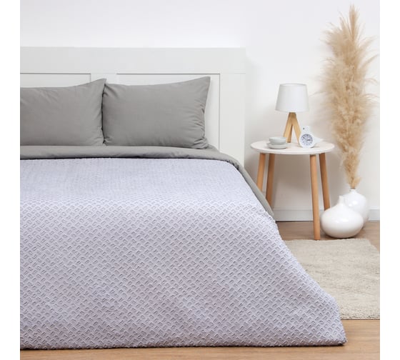 Покрывало LoveLife Tufting: Квадрат цв. серо-сиреневый, 150х220±5 см, микрофайбер, 100% п/э 10612648 1