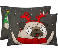 Комплект наволочек Этель Сhristmas dog 50x70 см - 2 шт., 100% хлопок, бязь 5091344
