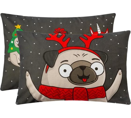 Комплект наволочек Этель Сhristmas dog 50x70 см - 2 шт., 100% хлопок, бязь 5091344