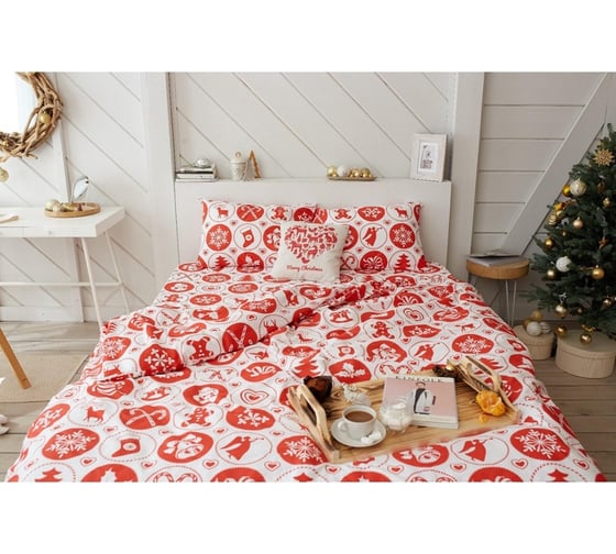 Комплект постельного белья LoveLife евро "New Year's gifts" 200х217 см, 225х240 см, 50х70см-2шт, 100%хлопок, сатин 6779060