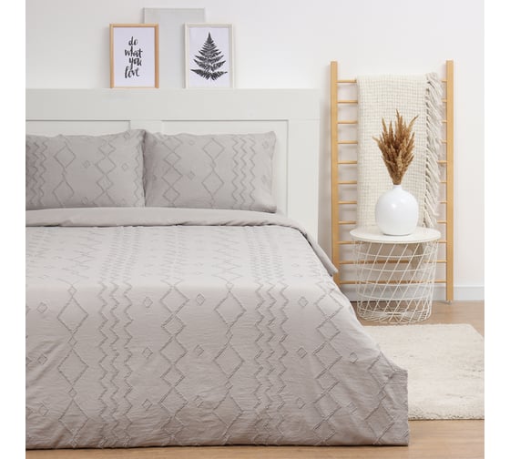 Комплект постельного белья LoveLife Tufting евро "Орнамент" 200х217 см, 230х240 см, 50х70см-2шт, цв. серый, 110 г/м2 10323109 1