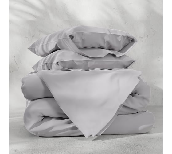 Комплект постельного белья Этель 1,5 сп Tencel 155х210 см, 160х245 см, 50х70см-2шт, цв. светло-серый 10655063
