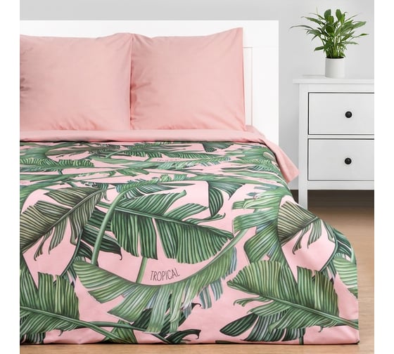 Комплект постельного белья Этель 1.5 сп Tropical 143х215 см, 150х214 см, 70х70 см - 2 шт 7674473 1