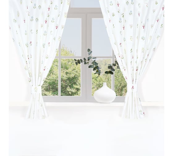 Комплект штор для кухни Этель "Цветочек", 150x150 см - 2 шт, саржа 190 г/м2, 100% хл 10783192