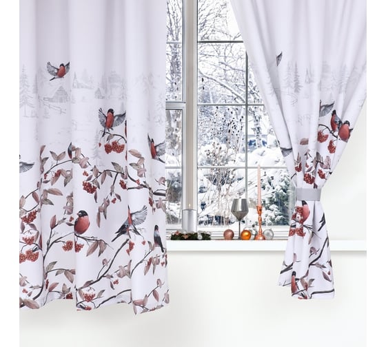Комплект штор с подхватами для кухни Этель "Winter season" 145x180 +/-5см-2 шт., габардин 10420179