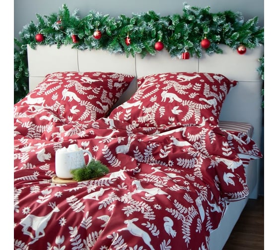 Комплект постельного белья Этель 1.5 сп Christmas time 143х215 см, 150х214 см, 70х70 см - 2 шт, поплин 7733867 1