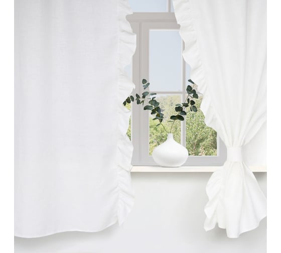 Комплект штор с подхватами для кухни Этель Ivory 110x180 см, 2 шт., 100% лён 170 г/м2 10300807