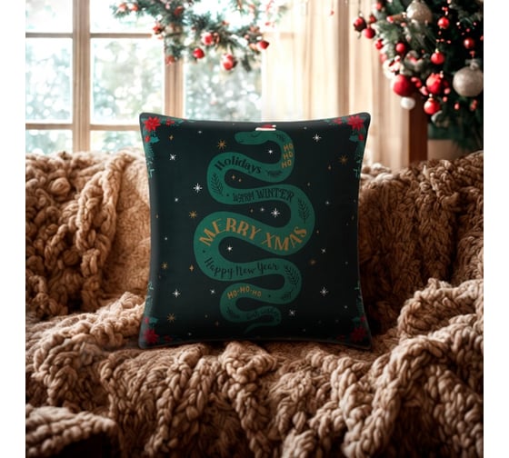Подушка Этель "Merry Xmas" 40x40 см, 100% п/э, велюр 10454172