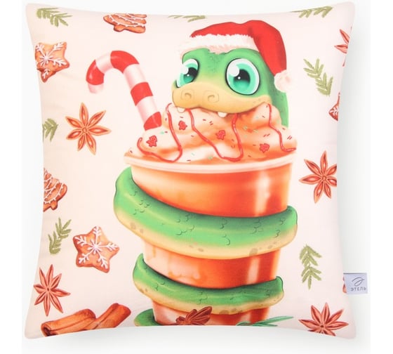 Подушка Этель "Sweet snake" 40x40 см, 100% п/э, велюр 10454176 1