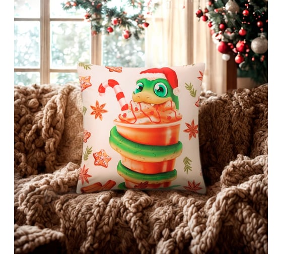 Подушка Этель "Sweet snake" 40x40 см, 100% п/э, велюр 10454176