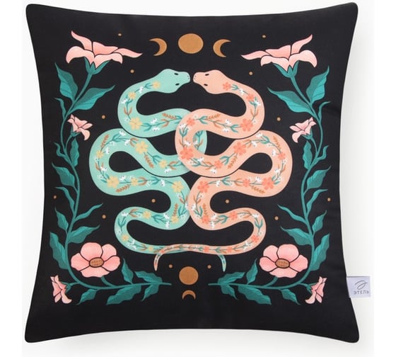 Подушка Этель "Snakes" 40x40 см, 100% п/э, велюр 10454175