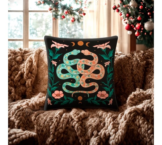 Подушка Этель "Snakes" 40x40 см, 100% п/э, велюр 10454175