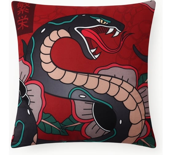 Подушка Этель "Cool snake" 40x40 см, 100% п/э, велюр 10454169 1