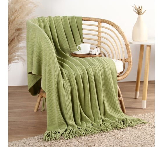 Плед Этель Green mood 130х170 см, цв. салатовый, 100% акрил 10770948