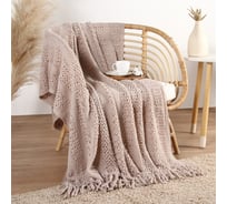 Плед Этель Beige knit 130х170 см, цв. бежевый, 100% акрил 10770944