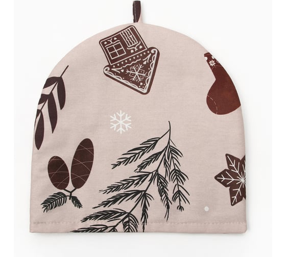 Грелка на чайник Этель "Новогодние украшения" 28x28 см, 100% хл, саржа 190 г/м2 10663412 1