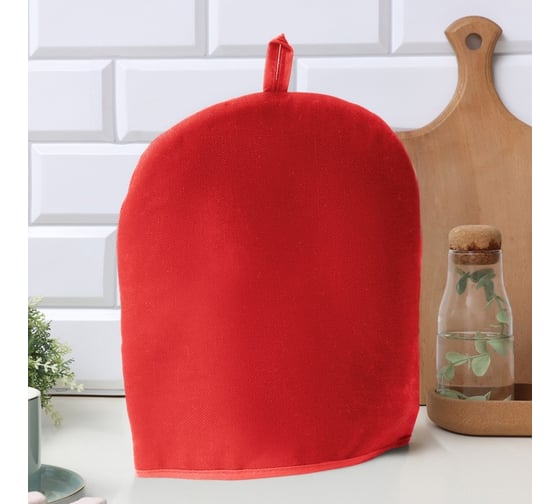 Грелка на чайник Этель Home collection red 28x28 см, 61%лён, 39%хл 10609985