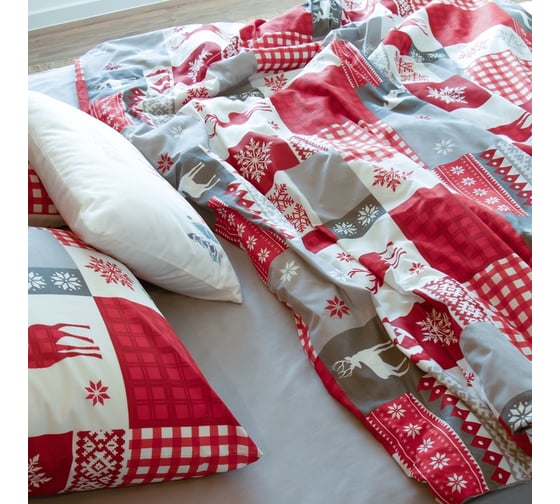 Комплект постельного белья Этель 2 сп New Year's patchwork 175х215 см, 200х220 см, 70х70 см -2 шт, бязь 125 г/м2 9823656
