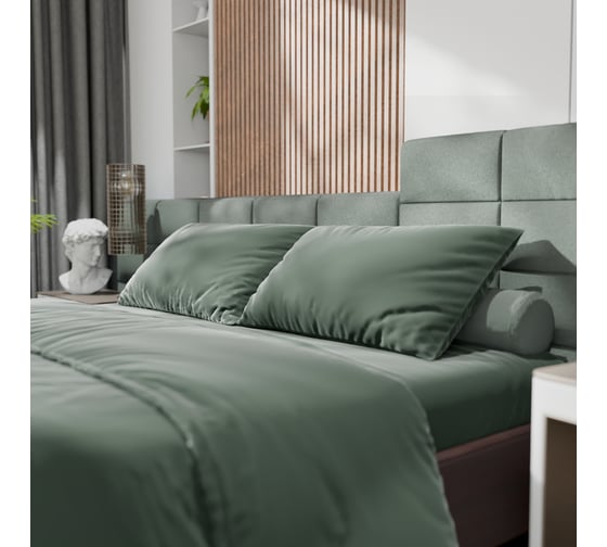 Комплект постельного белья Этель 2сп Tencel 180х210 см, 220х245 см, 50х70см-2шт, цв. оливковый 10655042