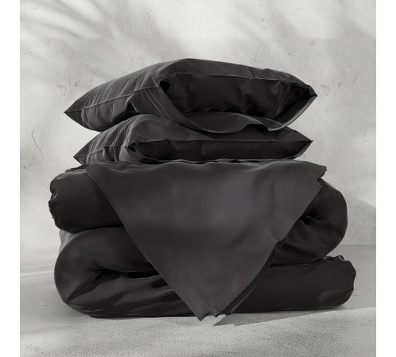 Комплект постельного белья Этель 2сп Tencel 180х210 см, 220х245 см, 50х70см-2шт, цв. чёрный 10655073