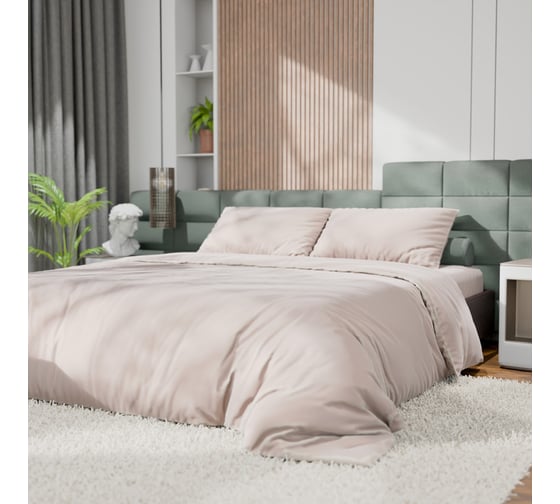 Комплект постельного белья Этель 2сп Tencel 180х210 см, 220х245 см, 50х70см-2шт, цв. бежевый 10655051 1