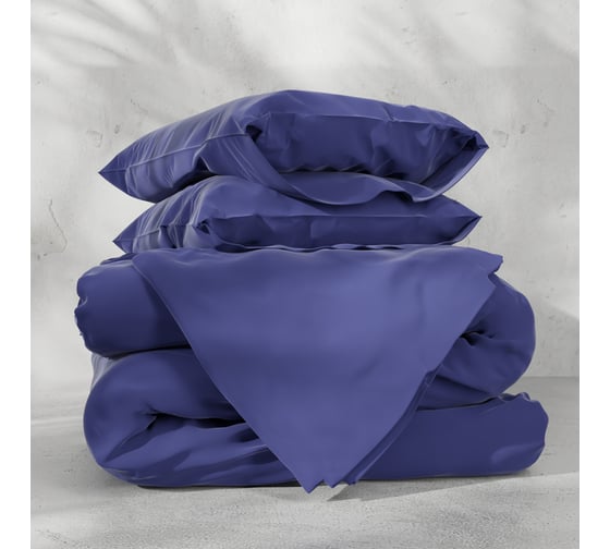 Комплект постельного белья Этель 2сп Tencel 180х210 см, 220х245 см, 50х70см-2шт, цв. синий 10655068 1