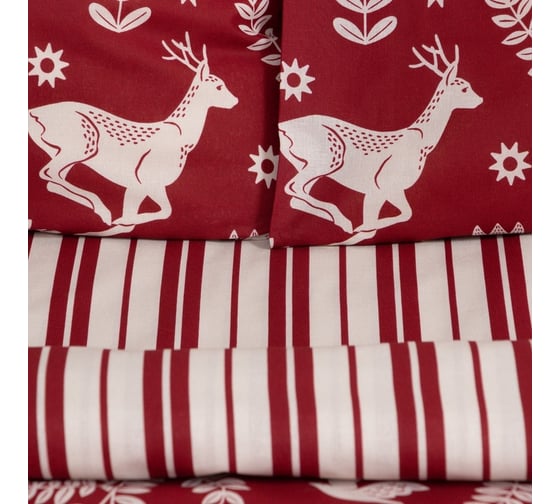 Комплект постельного белья Этель дуэт Christmas time 143х215 см - 2 шт, 220х240 см, 70х70 см -2 шт, поплин 7733870