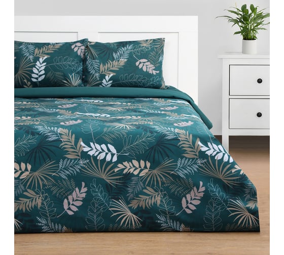 Комплект постельного белья Этель дуэт Green mood, 143х215см-2 шт, 220х240 см, 50х70см-2 шт, бязь, 125 г/м2 10389655 1