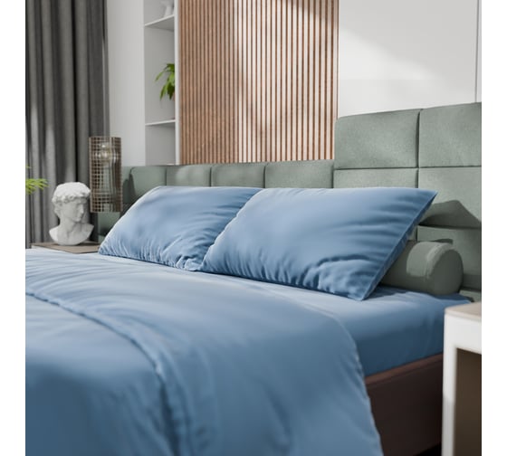 Комплект постельного белья Этель Дуэт Tencel 155х210см-2шт, 230х245 см, 50х70см-2шт, цв. серо-голубой 10655057