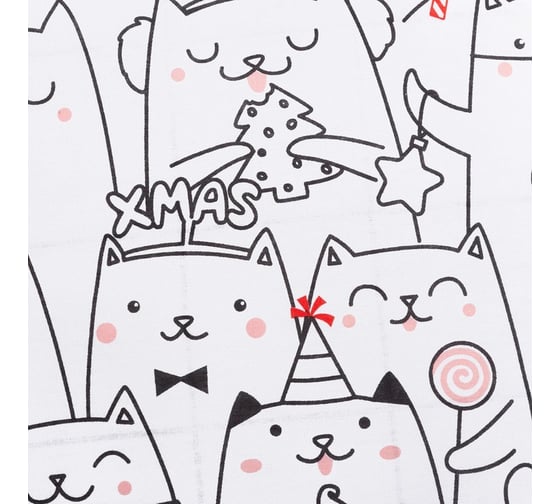 Комплект постельного белья Этель Евро Xmas cat 200х217 см, 220х240 см, 70х70 см - 2 шт, бязь 4935601