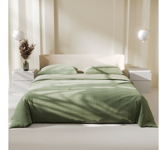 Комплект постельного белья Этель евро Green cage 200х215 см, 225х240 см, 50х70± 3 см - 2 шт, новосатин 10326503 1
