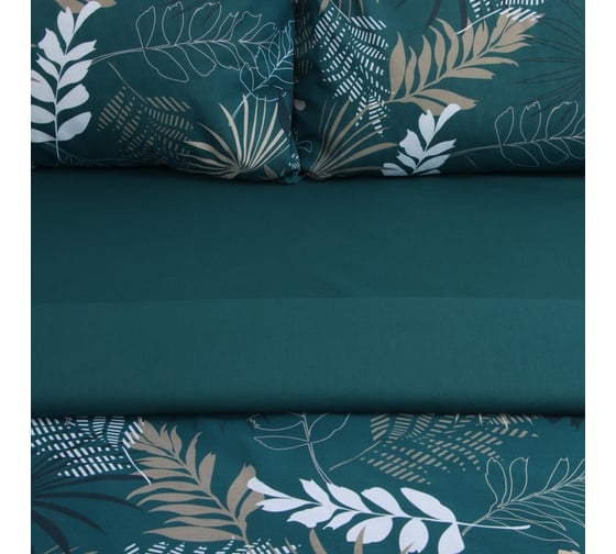 Комплект постельного белья Этель евро Green mood, 200х217 см, 220х240 см, 50х70см-2 шт, бязь, 125 г/м2 10389656 1